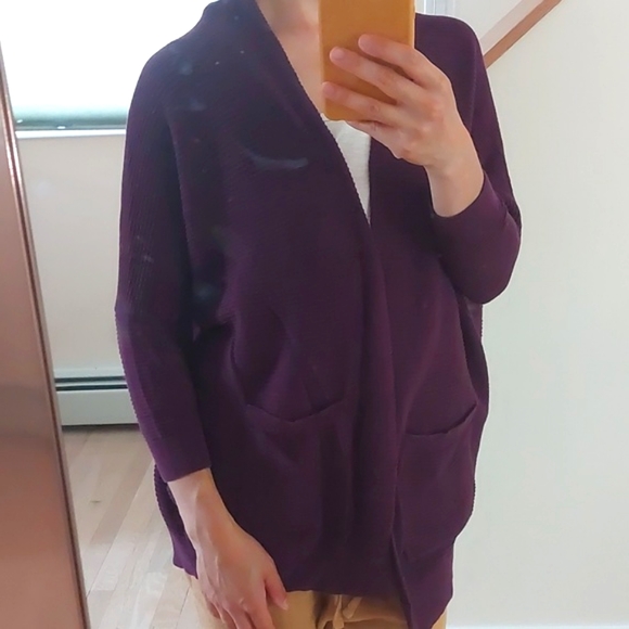 Express Textured Drop Shoulder Open Cover-up - Picture 6 of 14